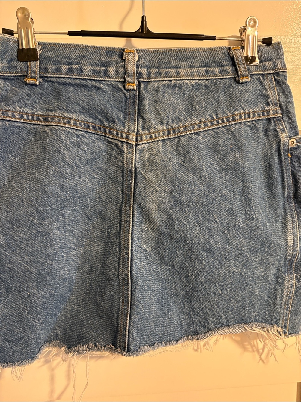 Vintage Trend Basics Denim Mini Skirt Raw Hem Y2K Blue Jean Skirt 100% Cotton - Picture 4 of 4